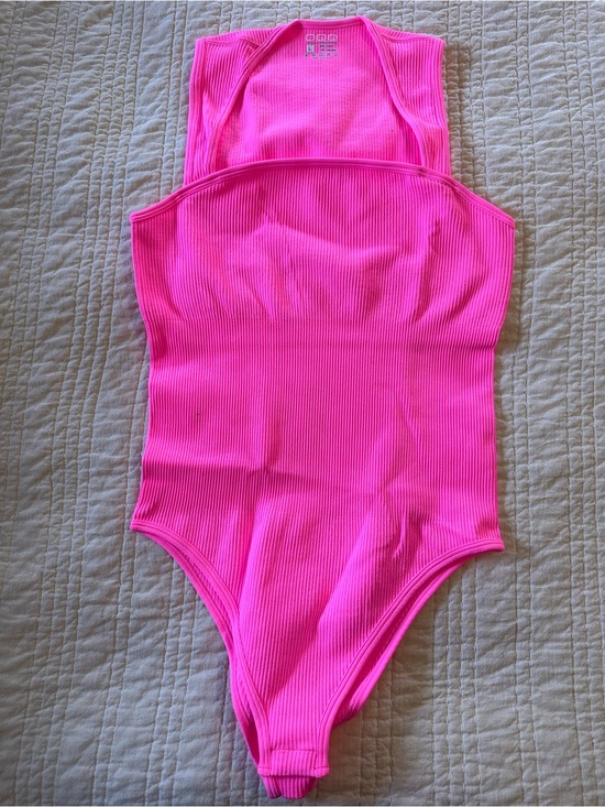 OQQ Tops - OQQ Hot Pink Ribbed Women’s bodysuit Large